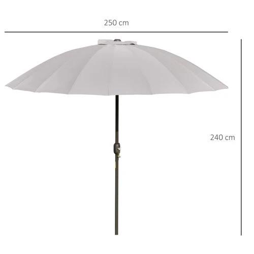 Outsunny 2.5m Round Curved Adjustable Parasol Sun Umbrella Metal Pole Grey by Outsunny