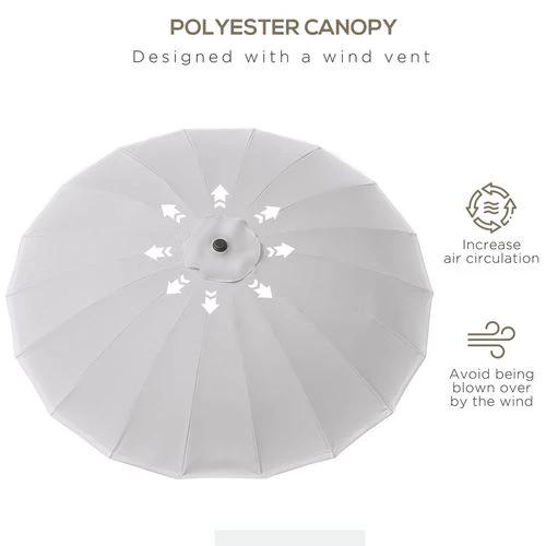 Outsunny 2.5m Round Curved Adjustable Parasol Sun Umbrella Metal Pole Grey by Outsunny