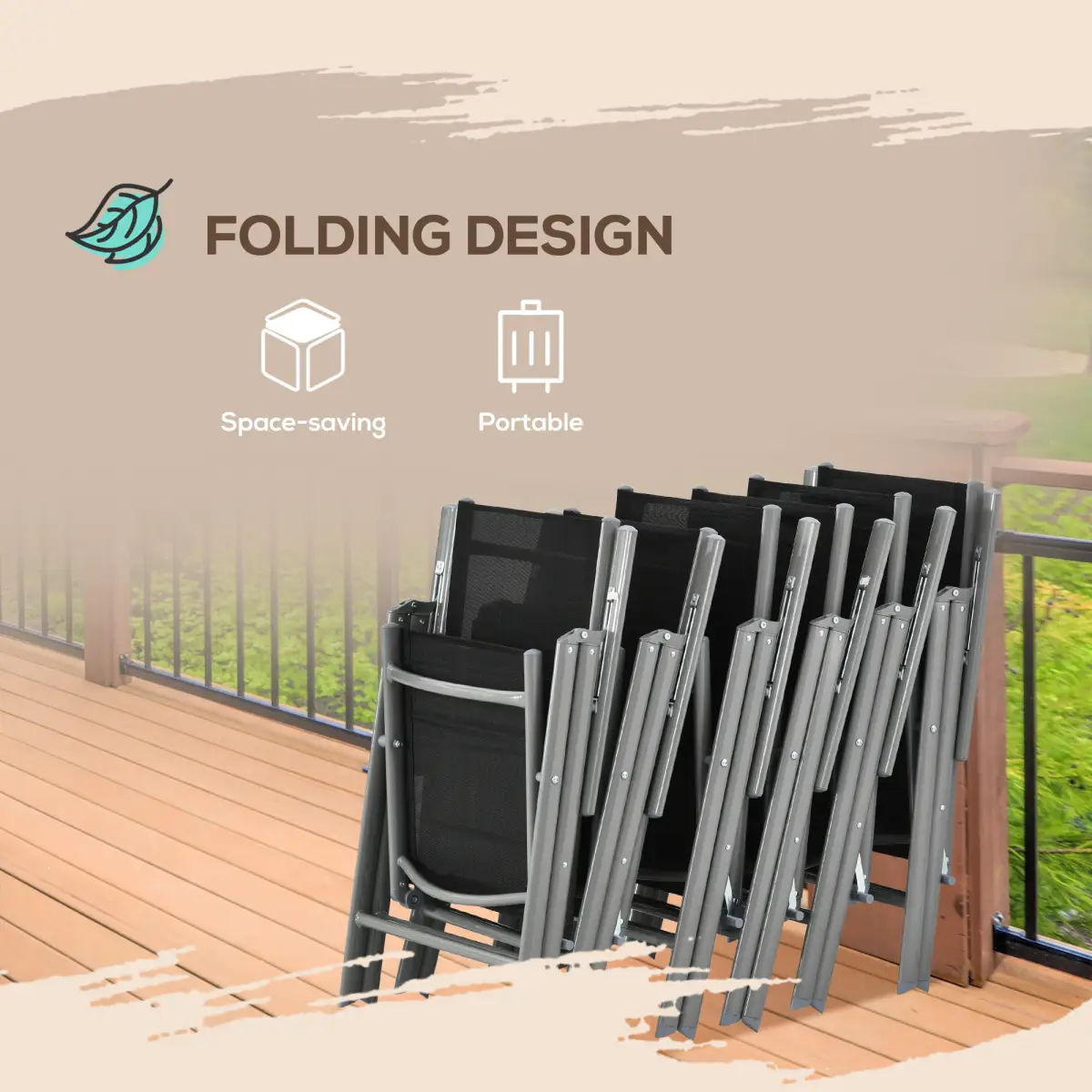 Outsunny Outsunny 7 Piece Garden Dining Set, Outdoor Table and 6 Chair, Aluminium, Grey - Garden Set