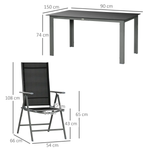 Outsunny Outsunny 7 Piece Garden Dining Set, Outdoor Table and 6 Chair, Aluminium, Grey - Garden Set