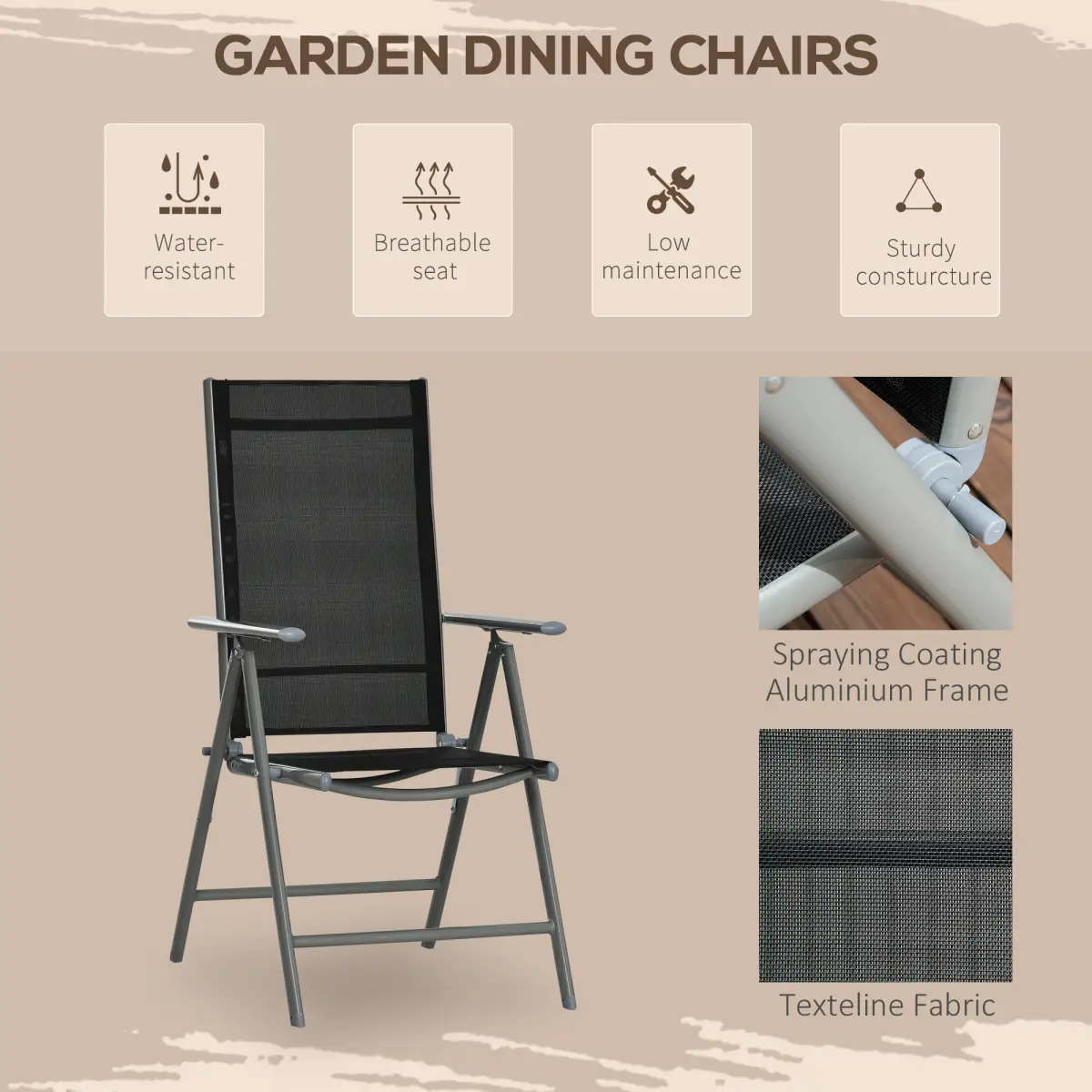 Outsunny Outsunny 7 Piece Garden Dining Set, Outdoor Table and 6 Chair, Aluminium, Grey - Garden Set