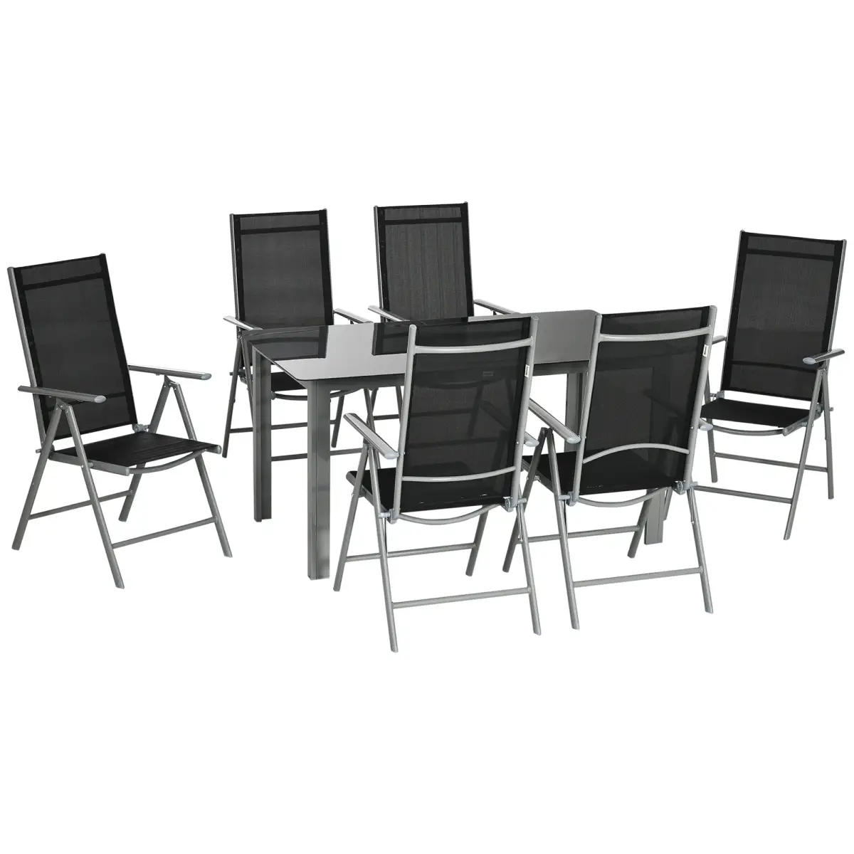 Outsunny Outsunny 7 Piece Garden Dining Set, Outdoor Table and 6 Chair, Aluminium, Grey - Garden Set