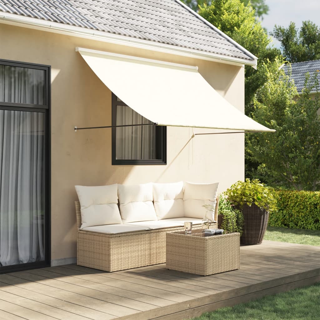 vidaXL Retractable Awning 250x150 cm Cream Fabric and Steel Frame for Outdoor Patio - vidaXL - Home Symphony