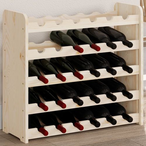 vidaXL Wooden Wine Rack 33x25x37 cm Solid Pine with Ample Storage for Wine Enthusiasts, perfect for displaying your wine collection.