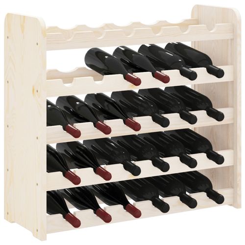 vidaXL Wooden Wine Rack 33x25x37 cm Solid Pine with Ample Storage for Wine Enthusiasts, showcasing a stylish collection.