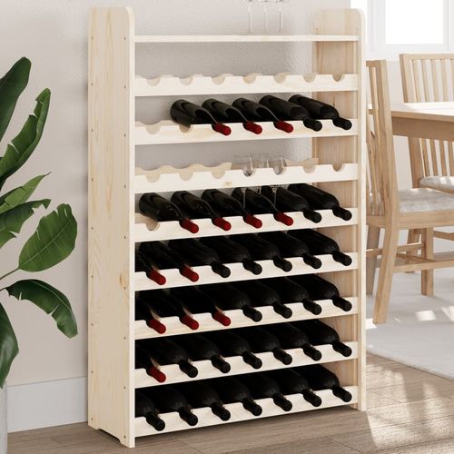 vidaXL Wooden Wine Rack 33x25x37 cm Solid Pine with Ample Storage for Wine Enthusiasts, perfect for stylish wine display.
