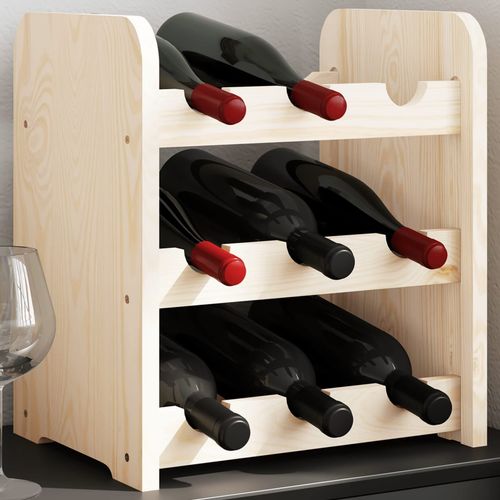 vidaXL Wooden Wine Rack 33x25x37 cm Solid Pine with Ample Storage for Wine Enthusiasts, perfect for showcasing your collection.