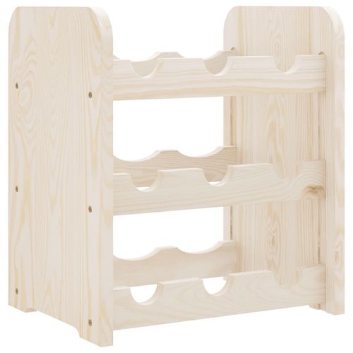 vidaXL Wooden Wine Rack 33x25x37 cm Solid Pine with Ample Storage for Wine Enthusiasts, perfect for stylish wine display.