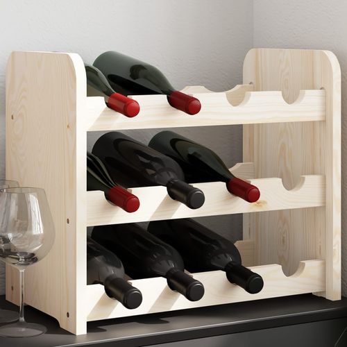 vidaXL Wooden Wine Rack 33x25x37 cm Solid Pine offers stylish storage for wine enthusiasts with a rustic design.