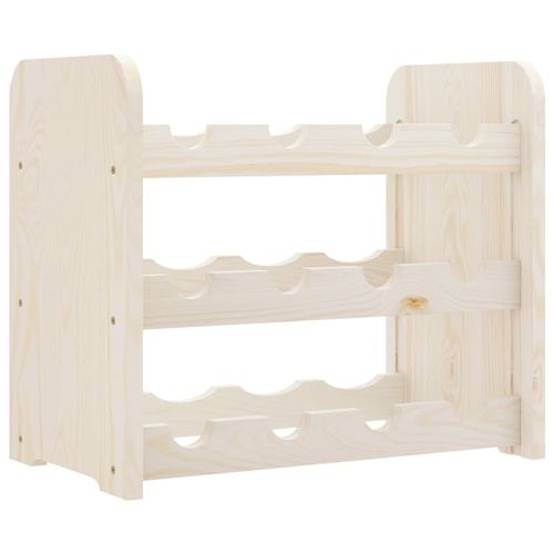 vidaXL Wooden Wine Rack 33x25x37 cm Solid Pine with Ample Storage for Wine Enthusiasts, perfect for elegant wine display.