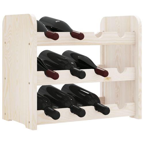 vidaXL Wooden Wine Rack 33x25x37 cm Solid Pine with Ample Storage for Wine Enthusiasts elegantly displays your wine collection.