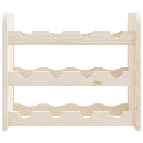 vidaXL Wooden Wine Rack 33x25x37 cm Solid Pine with Ample Storage for Wine Enthusiasts, perfect for stylish wine display.