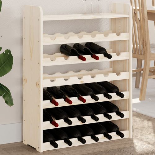 vidaXL Wooden Wine Rack 33x25x37 cm Solid Pine with Ample Storage for Wine Enthusiasts, perfect for showcasing your collection.