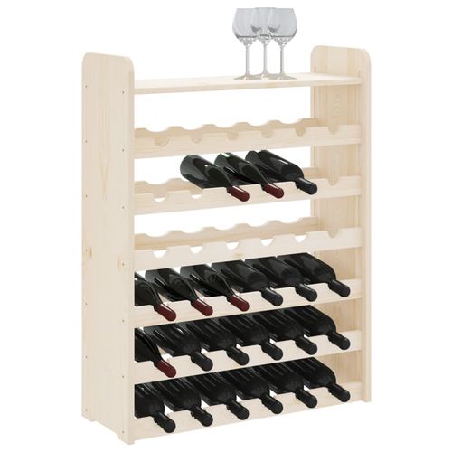 vidaXL Wooden Wine Rack 33x25x37 cm Solid Pine with Ample Storage for Wine Enthusiasts, perfect for stylish wine display.