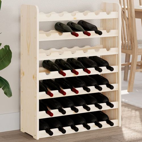 vidaXL Wooden Wine Rack 33x25x37 cm Solid Pine with Ample Storage for Wine Enthusiasts, perfect for stylish wine display.