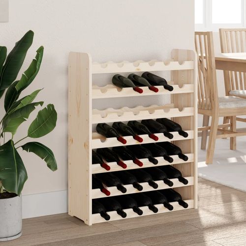 vidaXL Wooden Wine Rack 33x25x37 cm Solid Pine with Ample Storage for Wine Enthusiasts, perfect for displaying your collection.