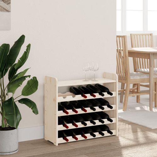vidaXL Wooden Wine Rack 33x25x37 cm Solid Pine with Ample Storage for Wine Enthusiasts, perfect for stylish wine display.
