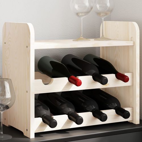 vidaXL Wooden Wine Rack 33x25x37 cm Solid Pine with Ample Storage for Wine Enthusiasts, perfect for showcasing your collection.
