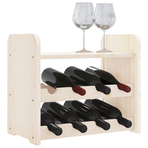 vidaXL Wooden Wine Rack 33x25x37 cm Solid Pine with Ample Storage for Wine Enthusiasts, perfect for displaying your collection.