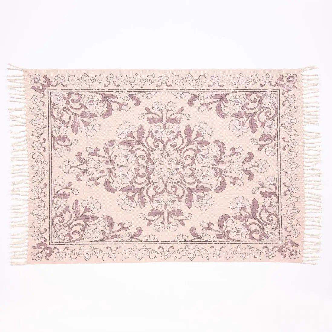 Esselle Home Kew Antique Printed 120x170cm Mauve Rug with Tassel - Rug