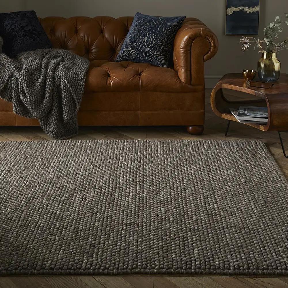 Esselle Home Delilah Wool Pebble 120x170cm Mottled Taupe Rug - Rug