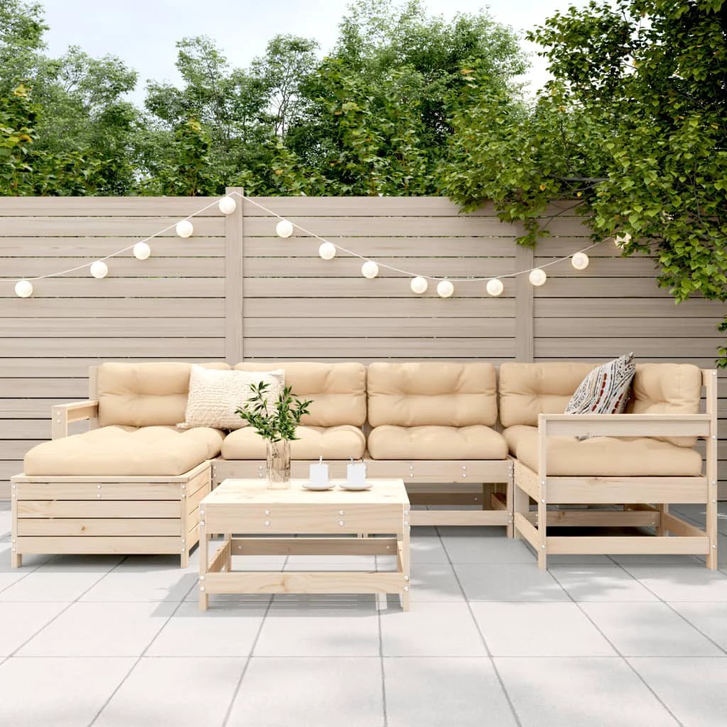 vidaXL 7 Piece Garden Sofa Set Solid Wood Pine by vidaXL