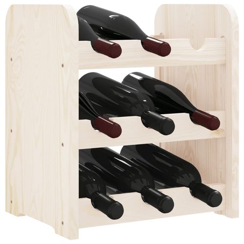 vidaXL Wooden Wine Rack 33x25x37 cm Solid Pine with Ample Storage for Wine Enthusiasts, showcasing wine beautifully.