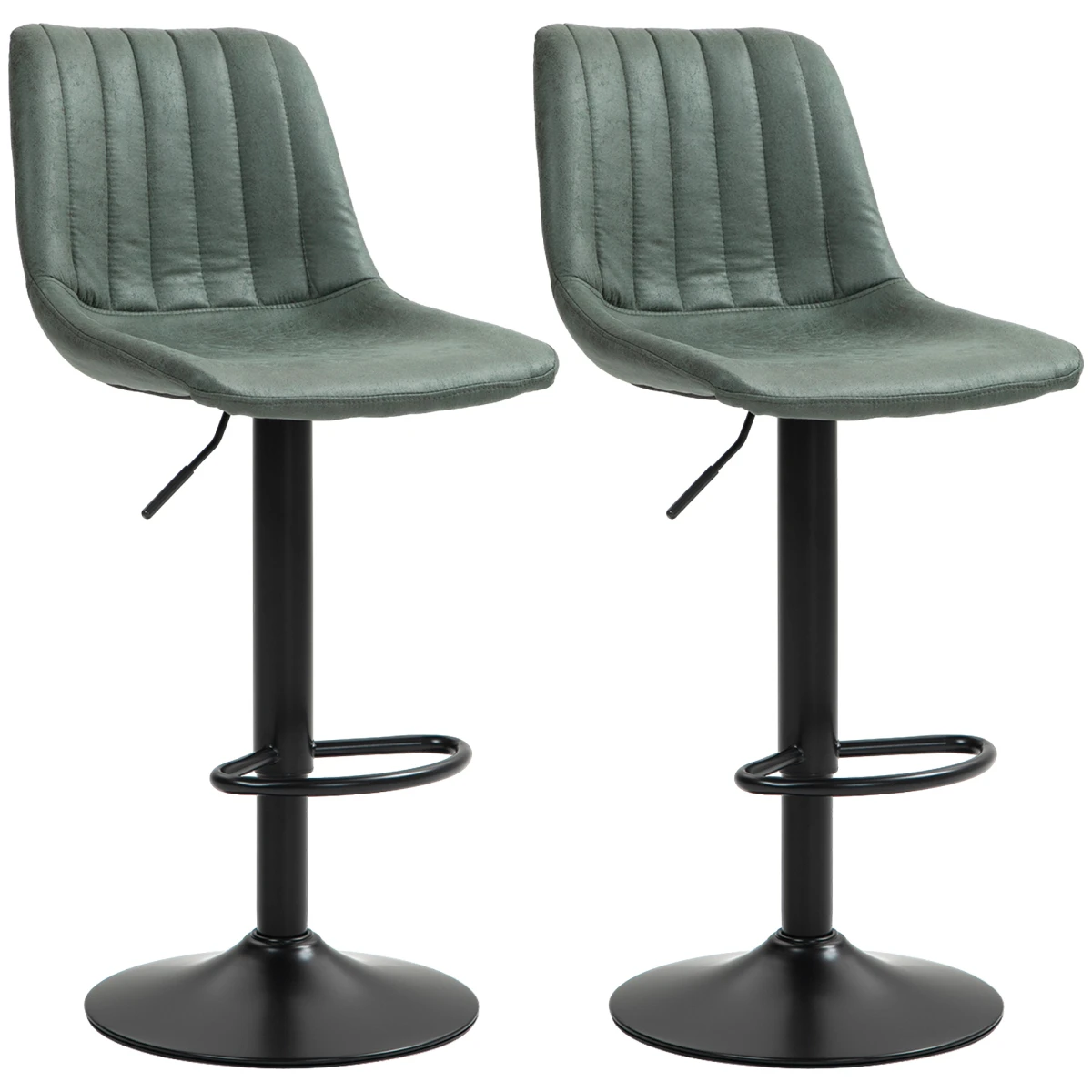 HOMCOM Set Of 2 Microfibre Retro Tub Bar Stools Metal Frame Footrest Seat Blue by HOMCOM