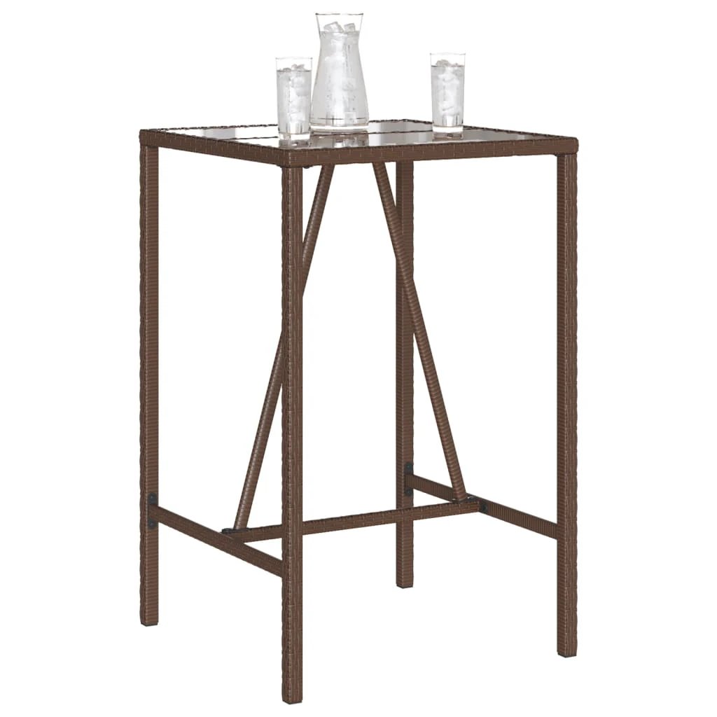 vidaXL Outdoor Bar Table Brown 70x70x110 cm Poly Rattan by vidaXL