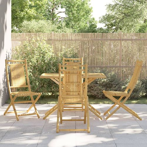 vidaXL 5 Piece Garden Dining Set Bamboo with Elegant Design for Outdoor Entertaining and Relaxation, perfect for gardens.