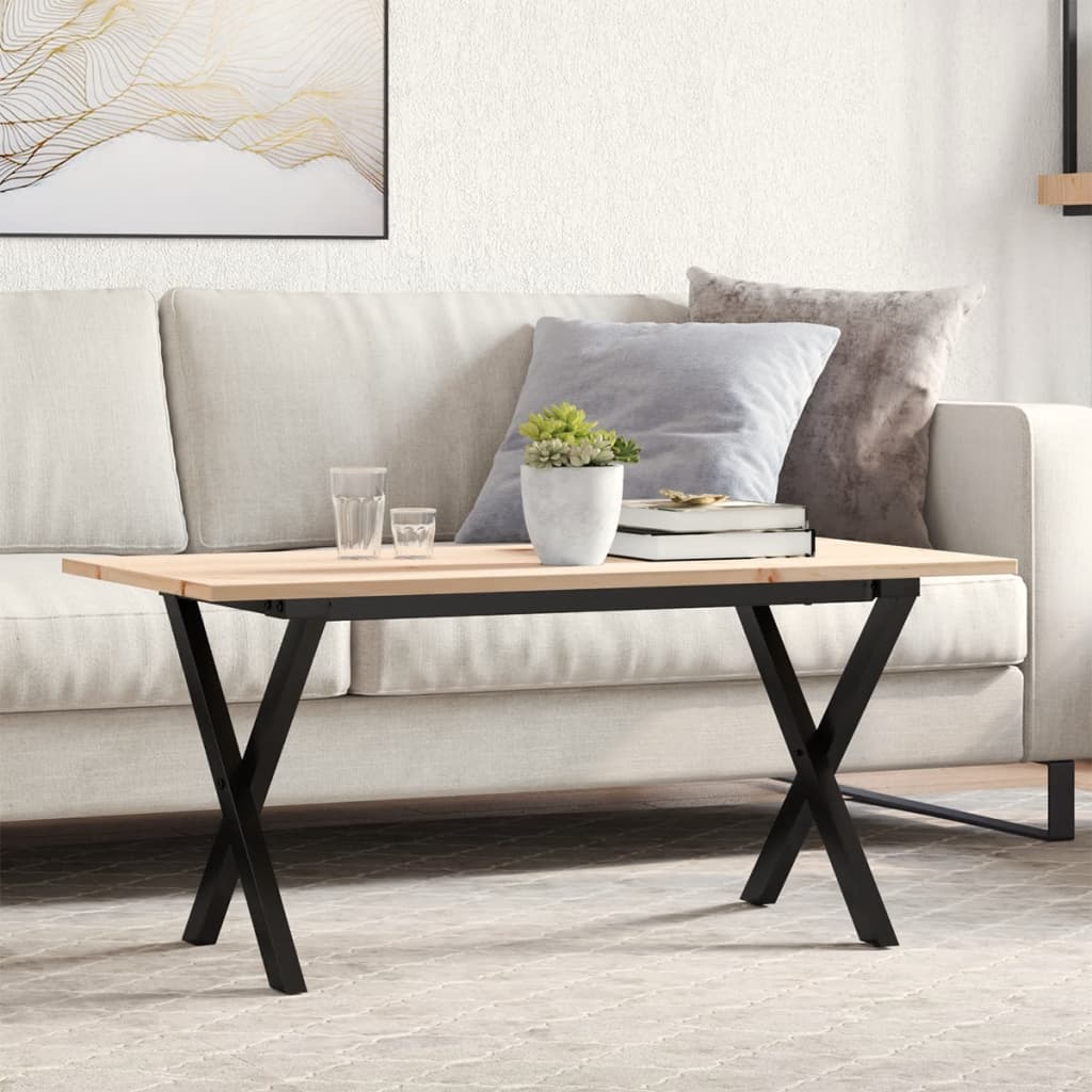 VidaXL Coffee Table 90x40x45 Cm Solid Pine Wood And Cast Iron XFrame Living Room - vidaXL - Home Symphony
