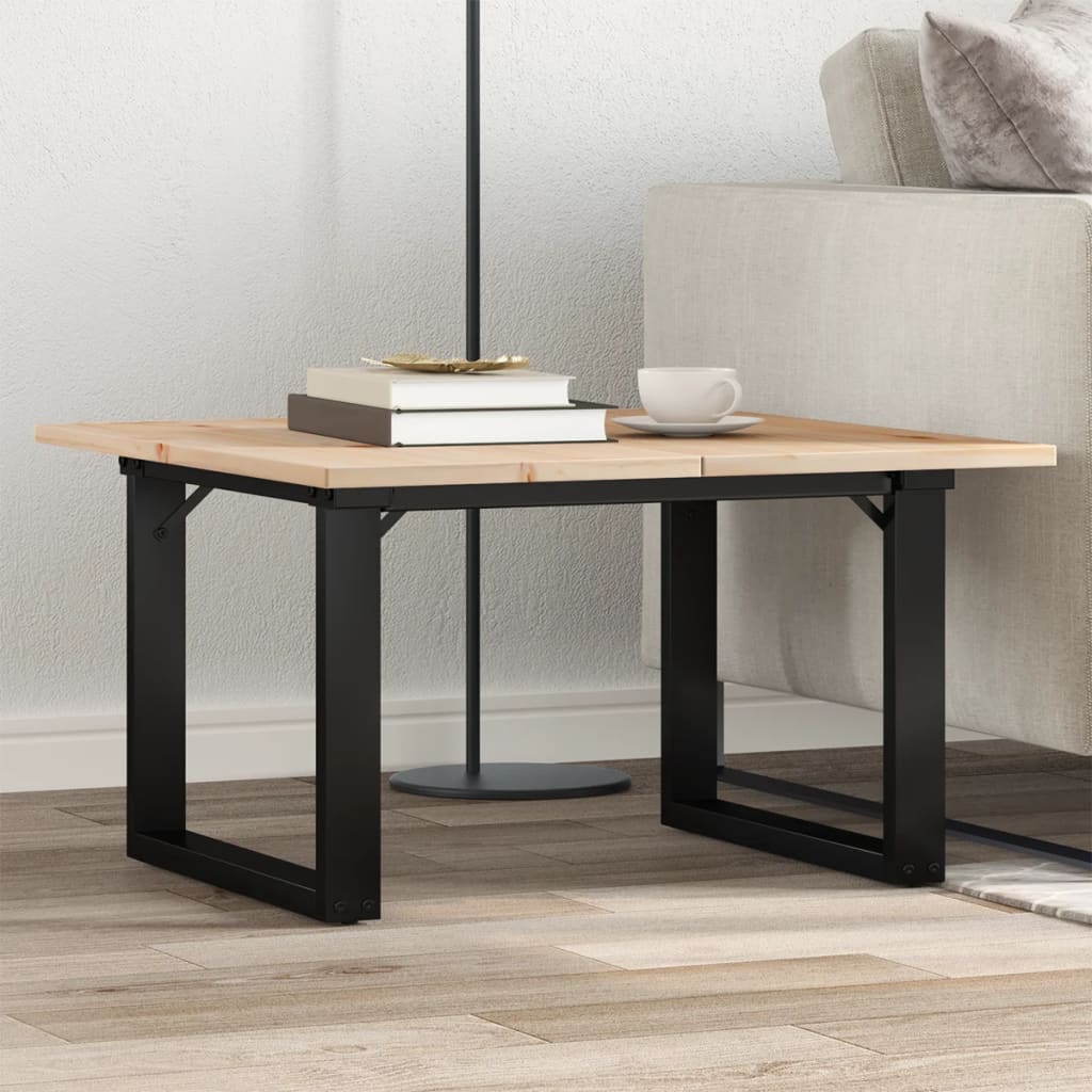 VidaXL Coffee Table 70x70x40 cm O Frame Solid Pine Wood Cast Iron For Living Rooms - vidaXL - Home Symphony