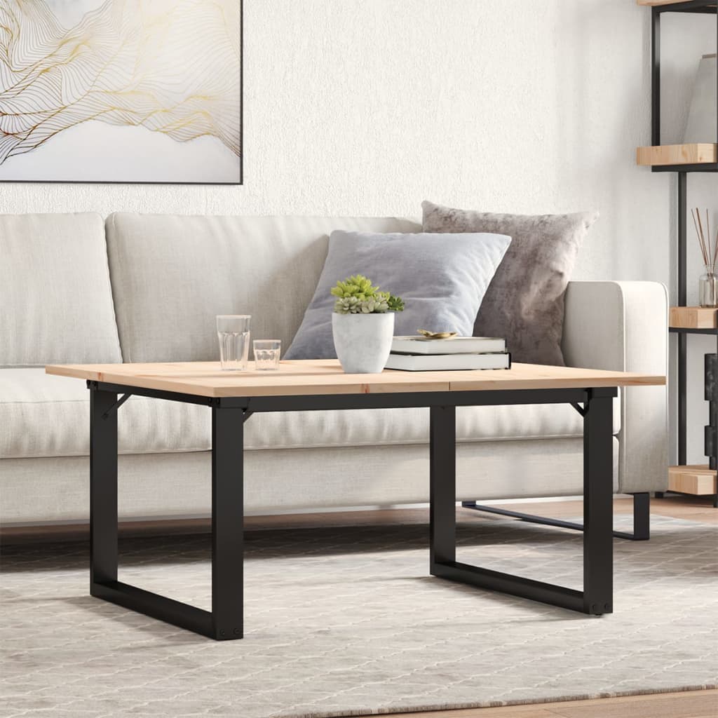 vidaXL O Frame Coffee Table 80x80x45 cm Solid Pine Wood And Cast Iron Living Room Centerpiece - vidaXL - Home Symphony