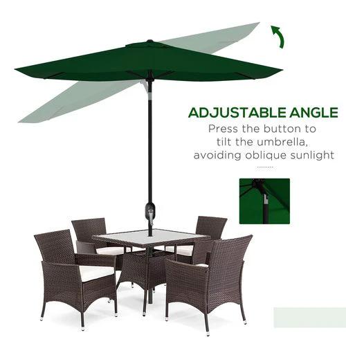 Outsunny Rectangular Market Umbrella 2 x 3 Meter with Crank Handle for Outdoor Patio Use by Outsunny