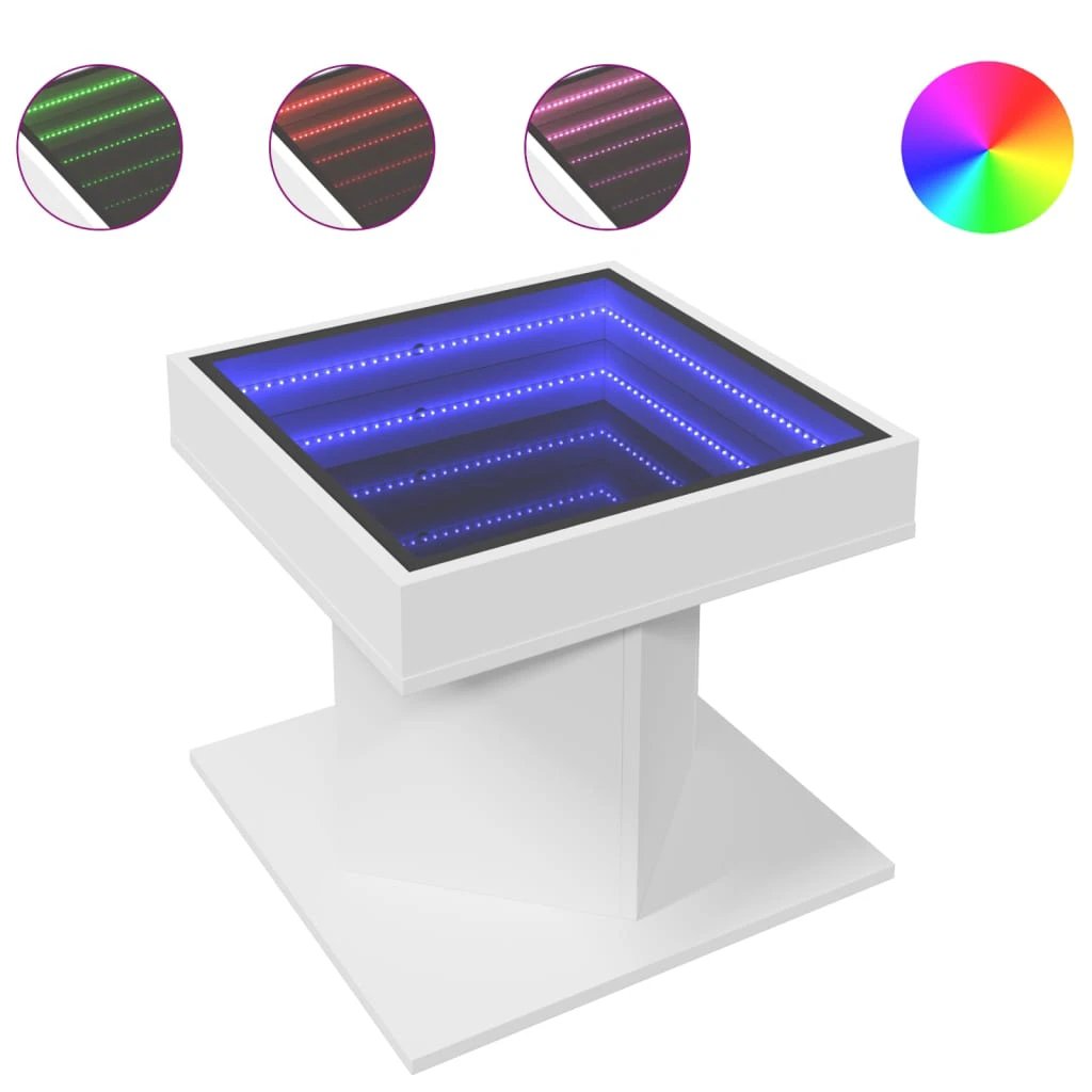 vidaXL vidaXL Coffee Table 50x50x45 cm With LED Infinity Mirror For Modern Living Rooms - Coffee Table