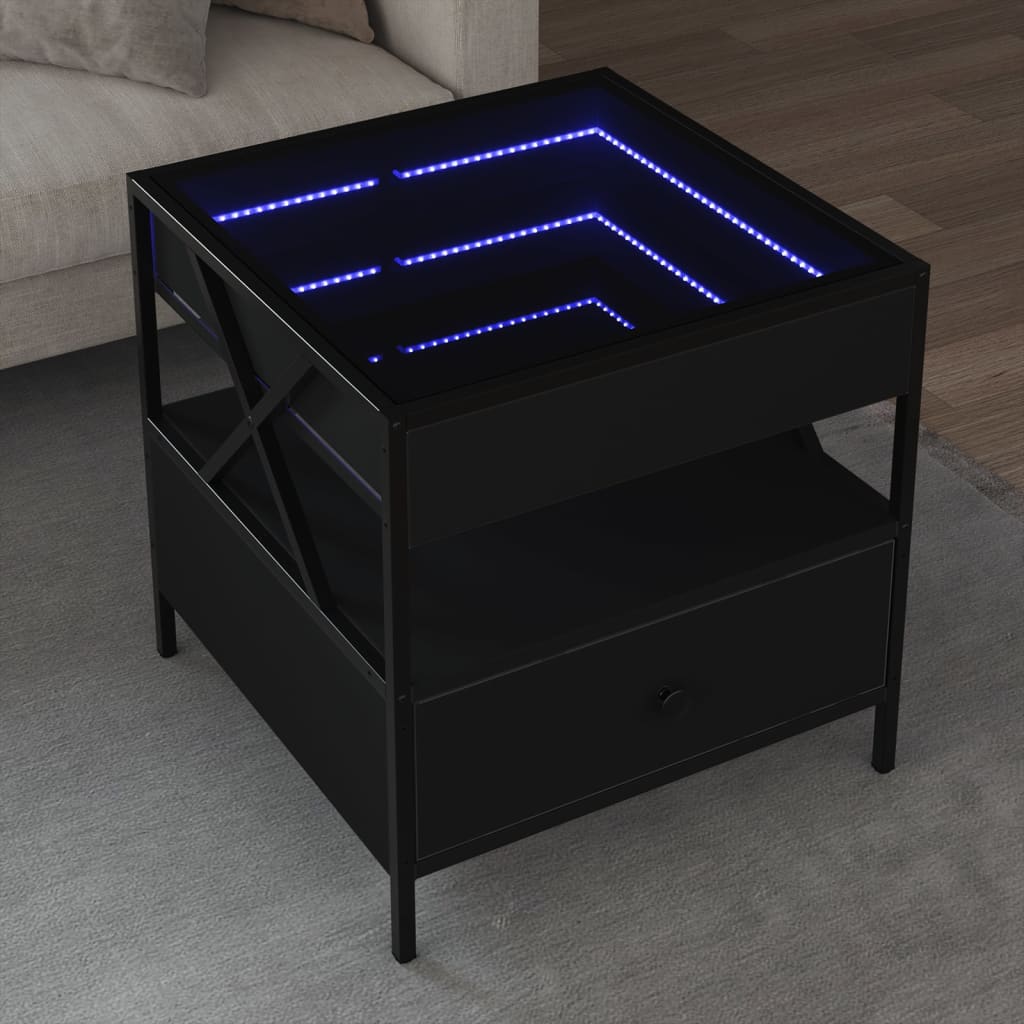 VidaXL Infinity LED Coffee Table 50x50x51 cm Black For Modern Living Room Decor - vidaXL - Home Symphony