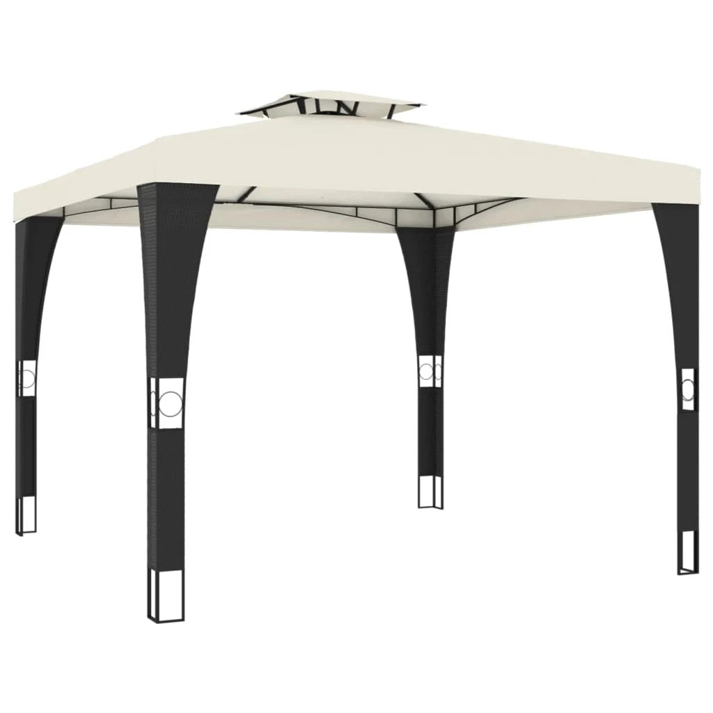 vidaXL vidaXL Gazebo with Double Roof Cream 2.98x2.98 m Steel - Gazebos