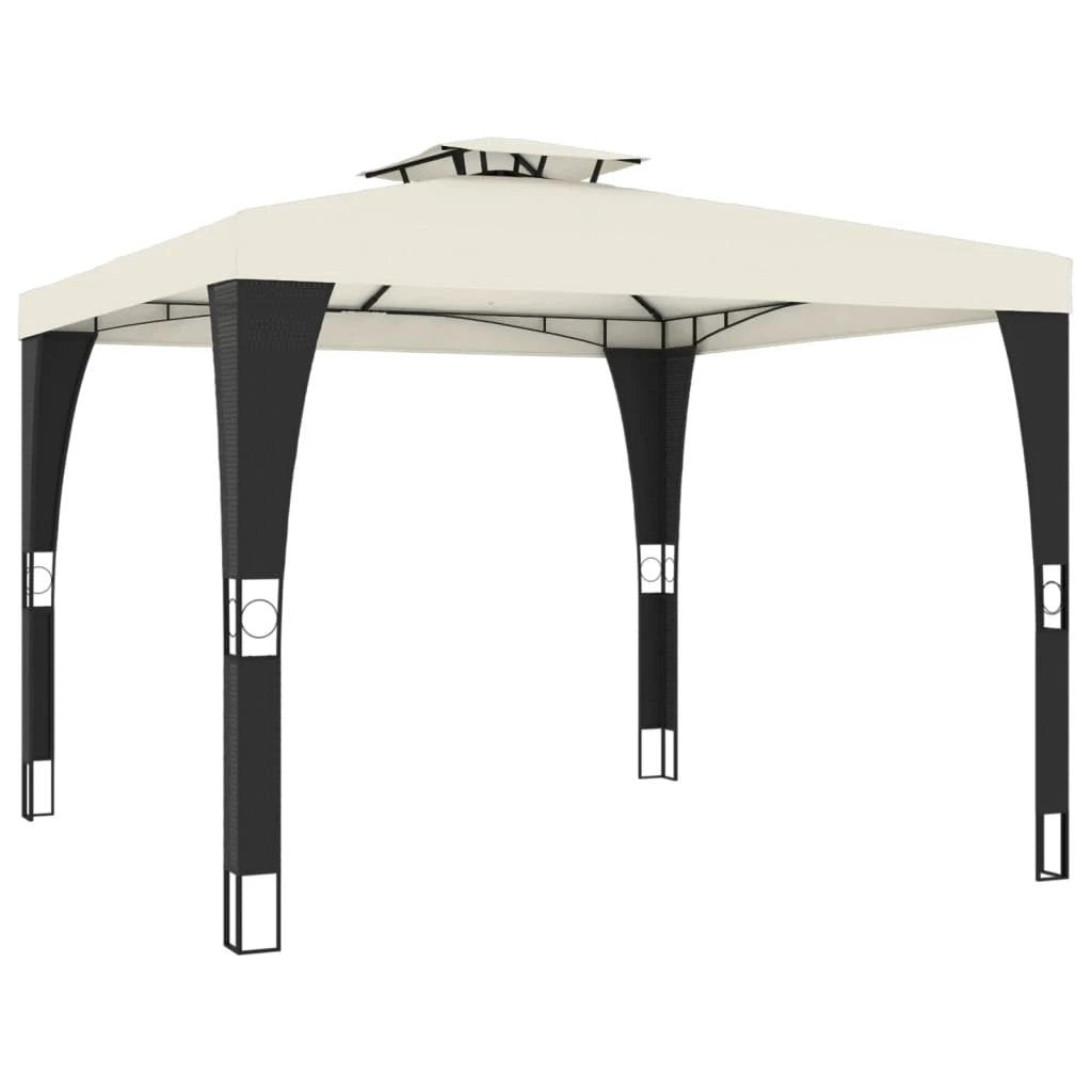 vidaXL Gazebo with Double Roof Cream 2.98x2.98 m Steel by vidaXL