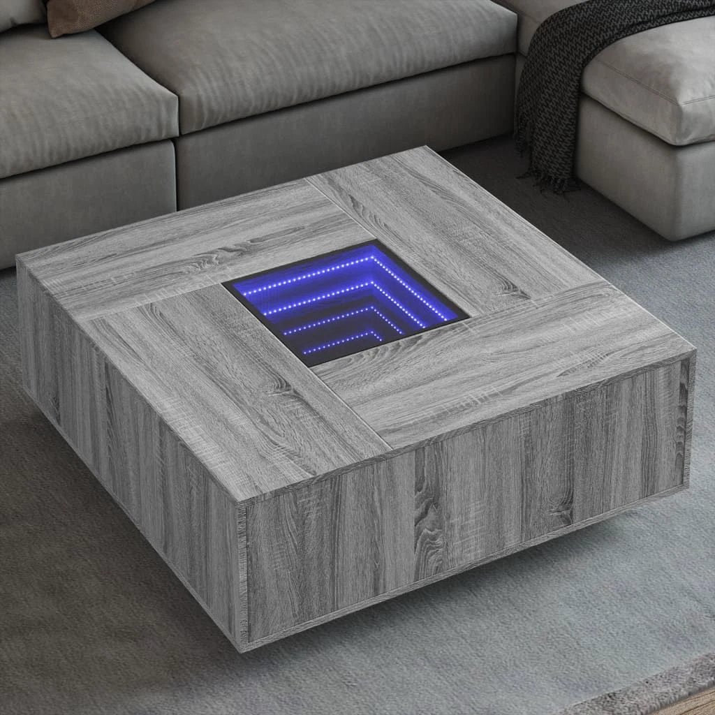 vidaXL Coffee Table 60x60x40 cm LED Infinity Mirror For Modern Living Rooms And Interiors by vidaXL