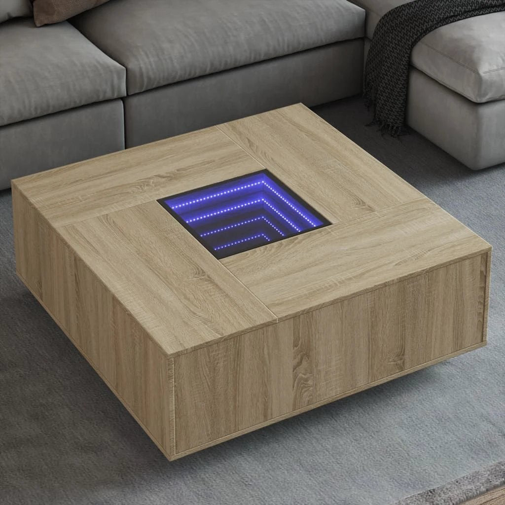 vidaXL Coffee Table 60x60x40 cm LED Infinity Mirror For Modern Living Rooms And Interiors by vidaXL