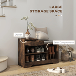 HOMCOM Upholstered Entryway Shoe Bench With Storage Drawer Distressed Finish Compact Hallway Organizer by HOMCOM