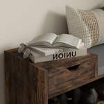 HOMCOM Upholstered Entryway Shoe Bench With Storage Drawer Distressed Finish Compact Hallway Organizer by HOMCOM