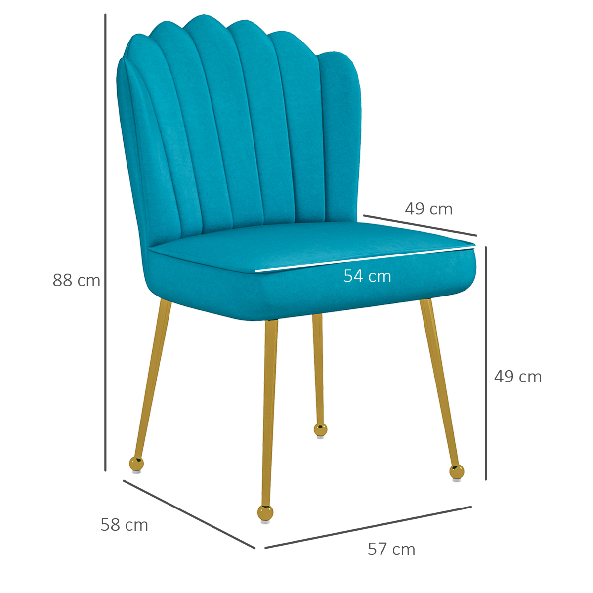 HOMCOM teal velvet shell-back accent chair with gold metal legs.