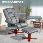 HOMCOM Reclining Armchair With Footstool For Living Room in PU leather with high back and footstool.