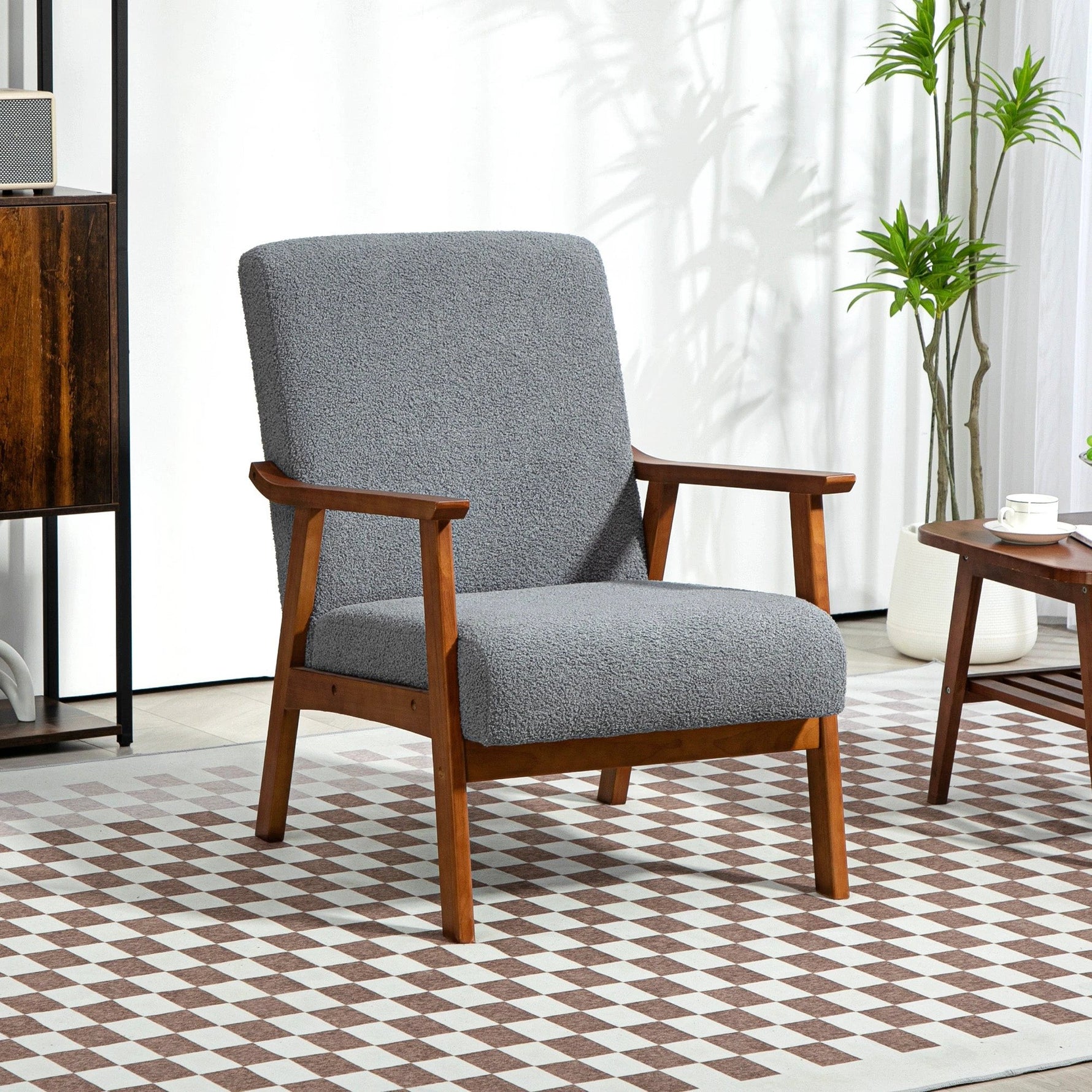 HOMCOM Armchair Wide Seat Boucle Fabric Living Room by HOMCOM