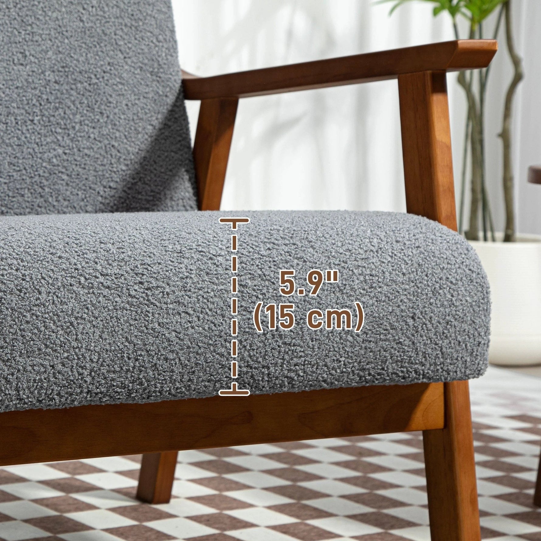 HOMCOM Armchair Wide Seat Boucle Fabric Living Room by HOMCOM