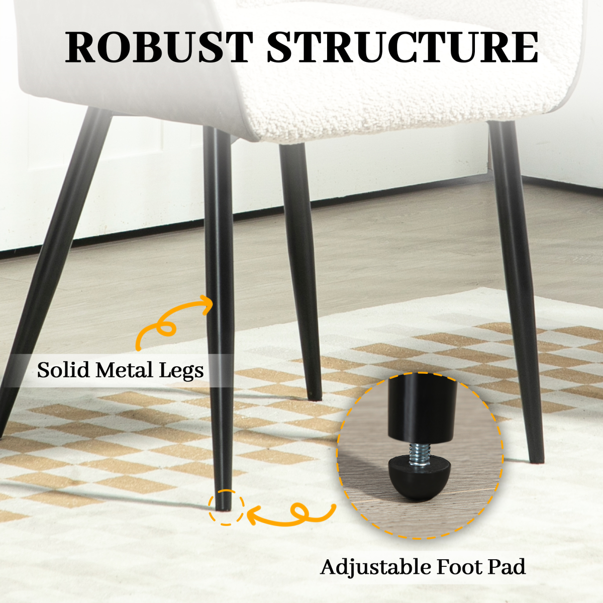 HOMCOM Accent Chair Compact Chenille For Living Room with solid metal legs and adjustable foot pads