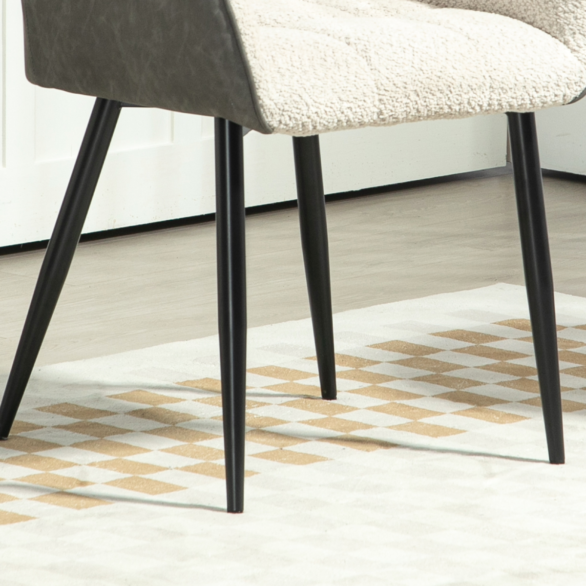 HOMCOM Accent Chair Compact Chenille For Living Room with cream upholstery and black legs.