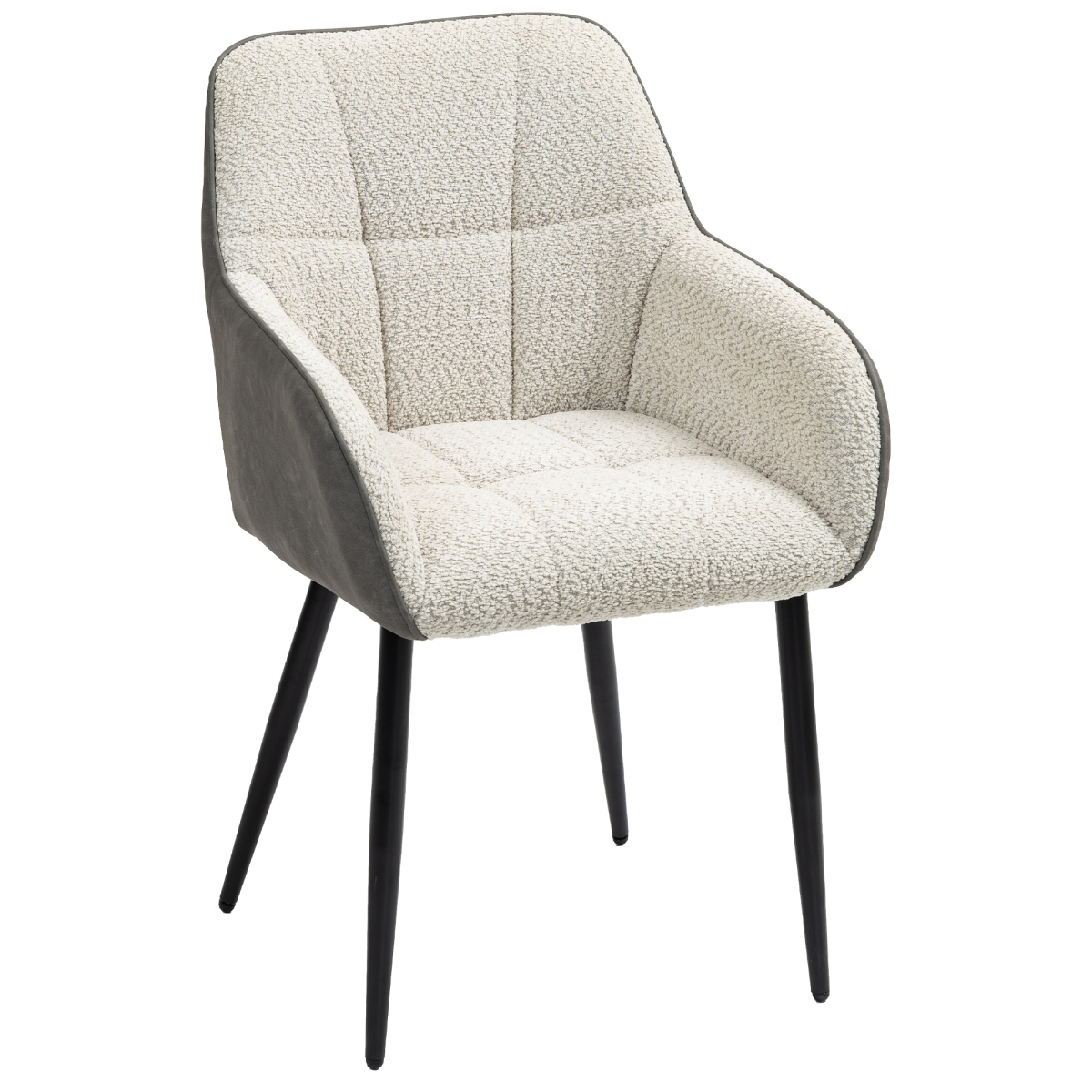 HOMCOM Accent Chair Compact Chenille For Living Room: cream chenille front, PU back, black legs.