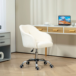 HOMCOM HOMCOM Fluffy Vanity Chair 46-56cm Height Adjustable Tilt Swivel With Wheels For Desk - Office Chair